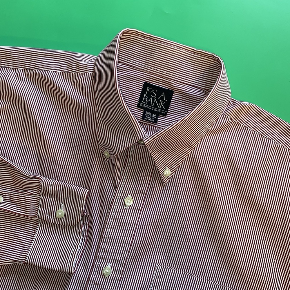 Jos.A.Banks Executive Collection Men's 16.5 34  Red Long‎ Sleeve Button Shirt